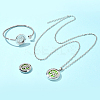 1Pc Stainless Steel Open Cuff Bangles & 1Pc Stainless Steel Pendant Neclace AJEW-SC0004-06A-3