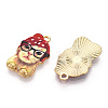 Printed Light Gold Tone Alloy Pendants ENAM-N056-208G-1