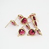 Real 18K Gold Plated Tone Brass Glass Stud Earring Findings LS-GLAA-J023-07G-1