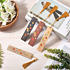 4Pcs 4 Colors Wooden Rectangle with Flower Bookmarks AJEW-GF0011-64-3