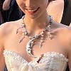 Moon Star Alloy & Silver Color Plastic Imitation Pearl Big Pendant Necklaces for Women FS-WG21961-01-3