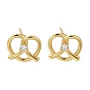 Rack Plating Heart Brass Micro Pave Clear Cubic Zirconia Stud Earrings EJEW-H143-17G-4