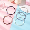 Cube Natural Gemstone & Electroplate Non-magnetic Synthetic Hematite Beaded Stretch Bracelets for Women BJEW-JB13355-1