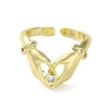 Open Brass with Cubic Zirconia Rings RJEW-B057-19G-2