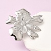 Flower 304 Stainless Steel Open Cuff Rings for Women RJEW-A091-22P-2