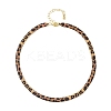 Leopard Print Alloy Snake Chain Necklaces for Women LS-NJEW-K281-01-5