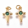 Brass Micro Pave Cubic Zirconia Tiny Cross Charms ZIRC-G168-54G-03-1