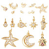 8Pcs 8 Styles Brass Micro Pave Cubic Zirconia Pendants KK-TA0002-53-1