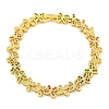Rack Plating Brass Pave Cubic Zirconia Butterfly Link Bracelets for Women BJEW-B110-05G-01-1