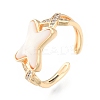 Clear Cubic Zirconia Letter X Open Cuff Ring RJEW-N039-11LG-1
