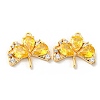 Real 18K Gold Plated Ginkgo Biloba Brass Micro Pave Cubic Zirconia Pendants KK-Q809-24G-02-1