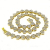 Alloy with Glass Rhinestone Heart Cuban Chain Necklaces PW-WG58975-08-1