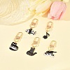5Pcs Cat & Music Theme Alloy Enamel Pendant Decoration HJEW-FS00035-03-9