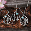 Alloy & Synthetic Turquoise Dangle Earrings & Pendant Necklaces Sets FS-WG3DEAB-01-2