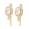 Brass Micro Pave Clear Cubic Zirconia Oval Earring Hooks KK-A274-09G-1