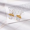 Alloy Bowknot with Clear Glass Cube Dangle Earrings EJEW-JE04958-2