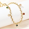 304 Stainless Steel Rope Chain Colorful Cubic Zirconia Tassel Necklaces for Women NJEW-V015-01G-D-3