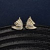 Brass Micro Pave Clear Cubic Zirconia Earrings LS-EJEW-D328-03G-01-1