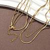 304 Stainless Steel Square Snake Chain Twisted Chain Double Layer Necklaces NJEW-S453-01G-B-1