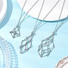 3Pcs 3 Styles 304 Stainless Steel Cuboid Link Chain Macrame Pouch Empty Stone Holder Necklace Making NJEW-JN05197-1
