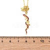Brass Micro Pave Camellia Cubic Zirconia Flower Snake Pendant Necklaces NJEW-S438-02D-G-5