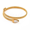 Ion Plating(IP) 304 Stainless Steel Cuff Bangles for Women BJEW-D048-09G-2