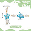 50Pcs Gradient Color Baking Paint Transparent Glass Starfish & ABS Plastic Imitation Pearl Connector Charms PALLOY-AR00033-2