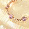 Flat Round Brass Micro Pave Cubic Zirconia Link Chain Bracelets KK-R217-27G-2