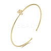 Rack Plating Brass Micro Pave Clear Cubic Zirconia Letter Open Cuff Bangles BJEW-A018-01G-F-1