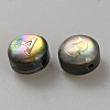 Natural Black Lip Shell Flat Round Beads Set with Golden Slices FIND-WH0170-37A-02-2