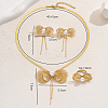 201 Stainless Steel Hollow Bowknot Stud Earrings & Pendant Necklaces & Rings Sets for Women QB7750-2