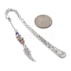 Natural Gemstone & Glass Chip Pendant Bookmark with Alloy Wing AJEW-JK00241-3