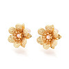 Brass ABS Imitation Pearl Stud Earrings EJEW-T048-02G-1