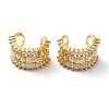Brass Micro Pave Clear Cubic Zirconia Cuff Earrings EJEW-B057-02G-2