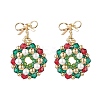 Christmas Wreath Glass Dangle Stud Earrings EJEW-MZ00509-2
