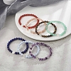 7Pcs 7 Style Natural Mixed Gemstone & Alloy Saint Benedict Beaded Strech Bracelets Set for Women BJEW-JB09346-5