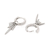 Clear Cubic Zirconia Leaf Dangle Hoop Earrings EJEW-P213-05P-2