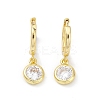 Flat Round Rack Plating Brass Cubic Zirconia Hoop Earrings EJEW-K245-22G-1