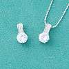 925 Sterling Silver Pave Clear Cubic Zirconia Flat Round Charms STER-A048-12S-1