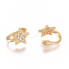Golden Plated Brass Micro Pave Cubic Zirconia Cuff Earrings X-EJEW-L244-39G-2