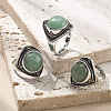 Natural Green Aventurine Adjustable Rings G-P560-03AS-03-1