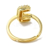 Rack Plating Letter Brass Micro Pave Clear Cubic Zirconia Adjustable Rings for Women KK-S391-03G-J-3