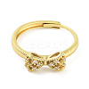 Bowknot Brass Micro Pave Clear Cubic Zirconia Adjustable Rings RJEW-S416-03G-2