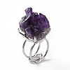 Natural Amethyst Nuggets Cuff Ring LS-RJEW-G271-01P-02-2