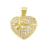 Heart Rack Plating Brass Micro Pave Cubic Zirconia Pendants KK-Z074-57G-1