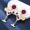 Wine Glass Zinc Alloy Enamel Stud Earrings EJEW-Z088-02G-2