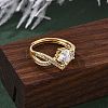 Brass Micro Pave Clear Cubic Zirconia Finger Rings for Women RJEW-U049-03G-2