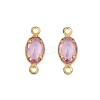 Brass Plum Cubic Zirconia Connector Charms KK-T070-09G-02-1
