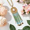 Bohemian 304 Stainless Steel & Imitation Pearl Oval Pendant Necklaces NJEW-Z061-10G-01-2