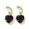 Cubic Zirconia Heart Dangle Stud Earrings EJEW-H308-09G-01-1